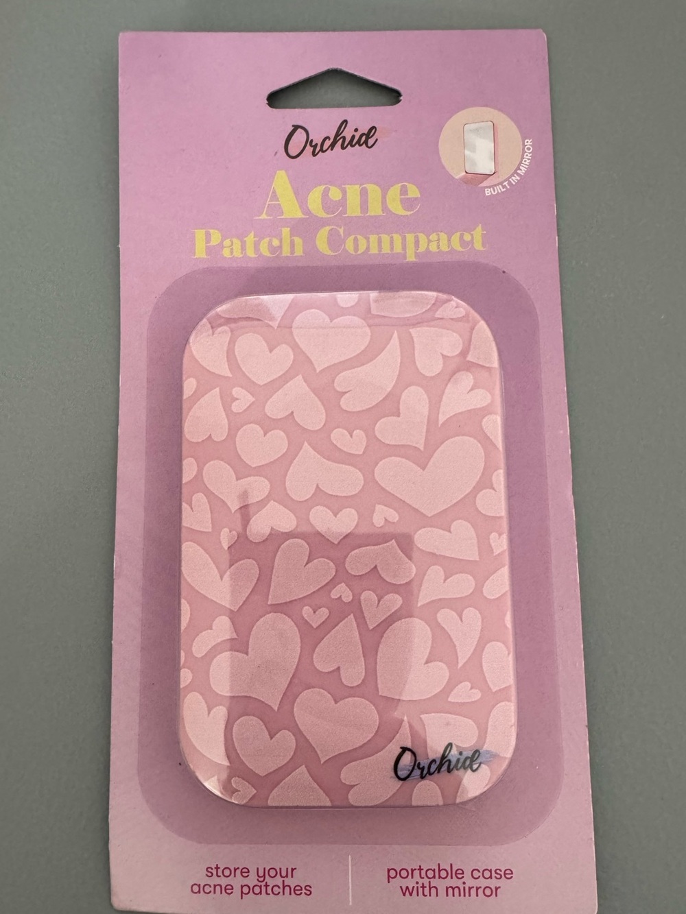 Pink Heart Acne Patch Compact with Mirror hearts design
